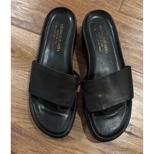Donald J Pliner Black Fifi Chunky Slide Sandals Womens Sz 9.5 EUC